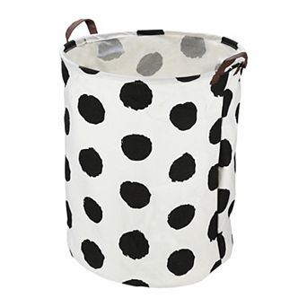 1 pc 60l Foldable Cylindrical Laundry Basket For Laundry Room Black Polka Dots 19.69"x15.75"