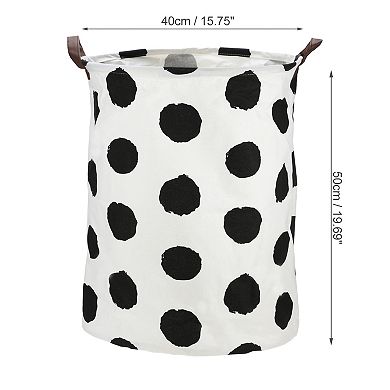 1 Pcs 60l Foldable Cylindrical Laundry Basket For Laundry Room Black Polka Dots 19.69"x15.75"