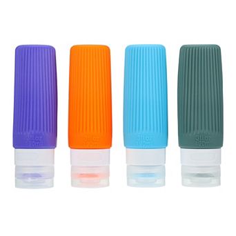 4 pc Silicone Travel Bottles For Toiletries 3 Oz Travel Bottle Leak Proof Shampoo Travel Container