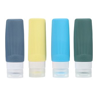 4 pc Silicone Travel Bottles For Toiletries 3 Oz Travel Bottle Leak Proof Shampoo Travel Container