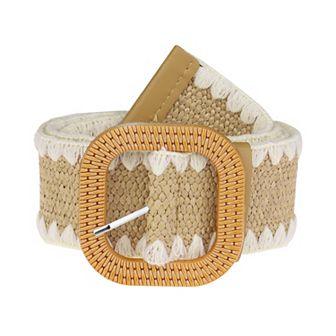 Women's Straw Woven Belt Elastic Stretch Wide Waist Belt Boho Braided Belts For Dress