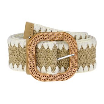Women's Straw Woven Belt Elastic Stretch Wide Waist Belt Boho Braided Belts For Dress