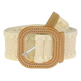 Women's Straw Woven Belt Elastic Stretch Wide Waist Belt Boho Braided Belts For Dress