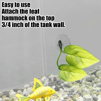 4pcs Betta Fish Leaf Pad Hammock Resting Hide Plants Decoration Green With Suction Cup 2.48"x1.77"