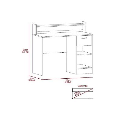 Charlotte Computer Desk With 2 Storage Shelves And Drawer