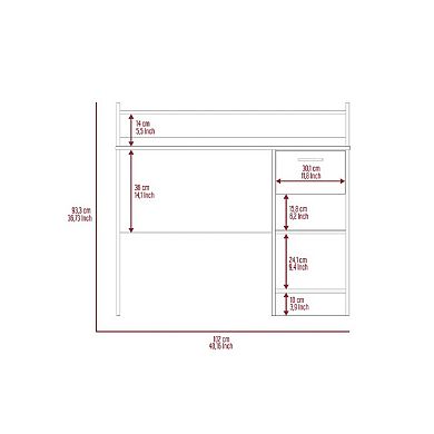 Charlotte Computer Desk With 2 Storage Shelves And Drawer