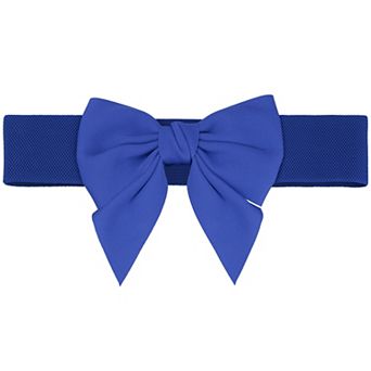 Women's Bowknot Elastic Wide Belts Dress Bow Tie Stretchy Waistband For Party Casual Blue No Size
