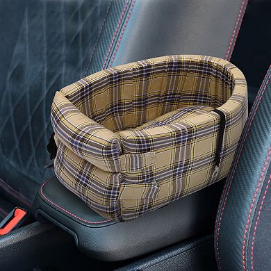 Large Plaid Style Dog Car Seat for Medium Small Sized Puppy Cat Seat Pets Travel Bed