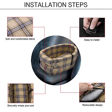 Large Plaid Style Dog Car Seat for Medium Small Sized Puppy Cat Seat Pets Travel Bed