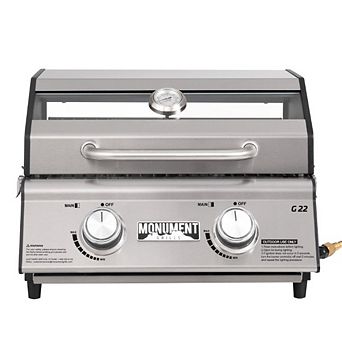 Monument Grills Table Top - 2 Burner Stainless Steel with Clearview Lid