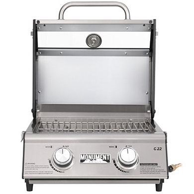 Monument Grills Table Top - 2 Burner Stainless Steel with Clearview Lid