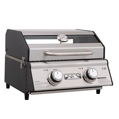 Monument Grills Table Top - 2 Burner Stainless Steel with Clearview Lid