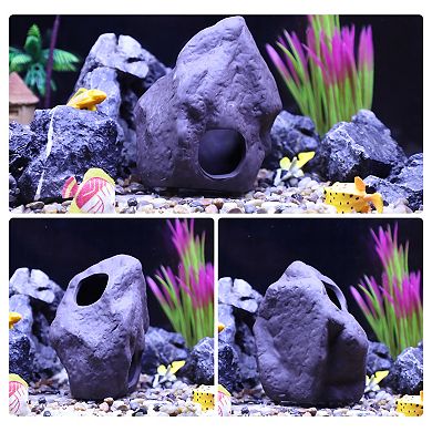 Fish Tank Decoration Stone For Aquatic Pets To Breed Rest Brown 5.47"x4.49"x3.46"