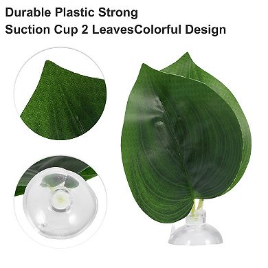 2pcs Betta Fish Leaf Pad Hammock Resting Hide Plants Decoration Green With Suction Cup 3.15"x2.76"