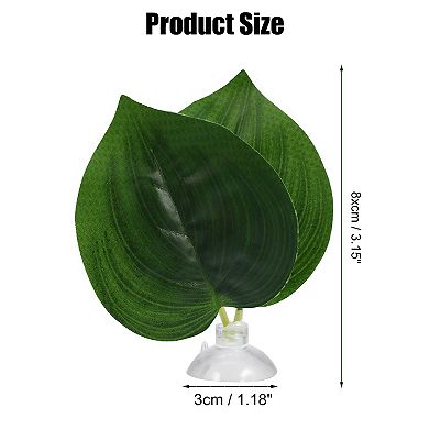 2pcs Betta Fish Leaf Pad Hammock Resting Hide Plants Decoration Green With Suction Cup 3.15"x2.76"