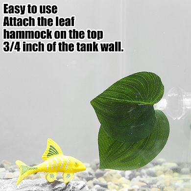 2pcs Betta Fish Leaf Pad Hammock Resting Hide Plants Decoration Green With Suction Cup 3.15"x2.76"