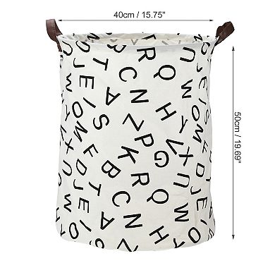 1 Pcs 60l Foldable Cylindrical Laundry Basket For Laundry Room Black Letter 19.69"x15.75"