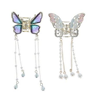 2 pc Hair Clip Classic Butterfly Tassel Metal Hair Clip Elegant Cute Hair Accessories For Women