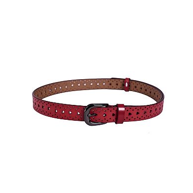 Women Carved Multi-hole Hollow Alloy Pin Buckle Leather Belt