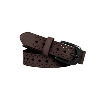 Women Carved Multi-hole Hollow Alloy Pin Buckle Leather Belt