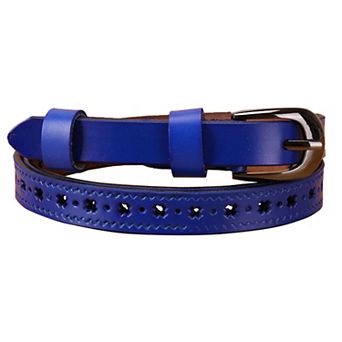 Women Carved Multi-hole Hollow Alloy Pin Buckle Leather Belt