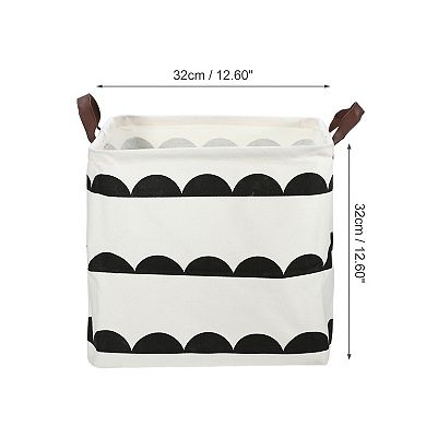 1 Pcs 30l Foldable Square Laundry Basket For Laundry Room Black White Semicircle