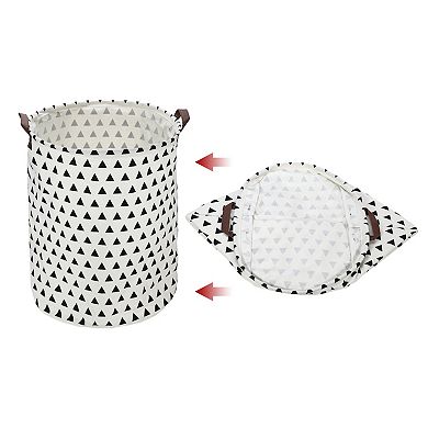 1 Pcs 60l Foldable Cylindrical Laundry Basket For Laundry Room Black Triangle 19.69"x15.75"