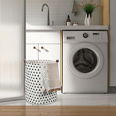 1 Pcs 60l Foldable Cylindrical Laundry Basket For Laundry Room Black Triangle 19.69"x15.75"
