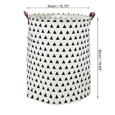 1 Pcs 60l Foldable Cylindrical Laundry Basket For Laundry Room Black Triangle 19.69"x15.75"