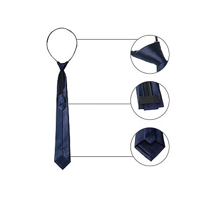 Men's Adjustable Zipper Straps Solid Color Necktie Business Interview Tie