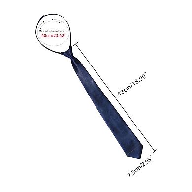 Men's Adjustable Zipper Straps Solid Color Necktie Business Interview Tie