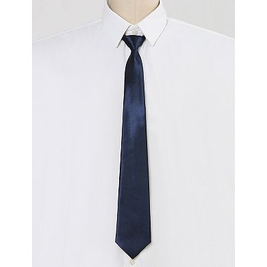 Men's Adjustable Zipper Straps Solid Color Necktie Business Interview Tie