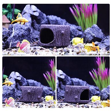 Fish Tank Decoration Stone For Aquatic Pets To Breed Rest Brown 3.90"x3.15"x2.36"