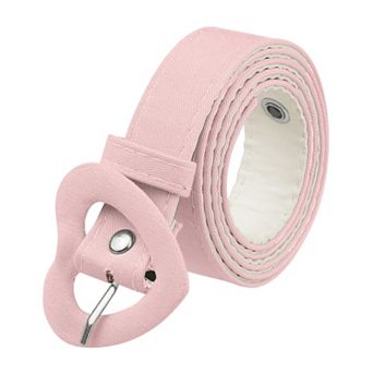 Women's Heart Shaped Belt Heart Buckle Belts Pu Leather Adjustable Ladies Waist Belts Pink No Size