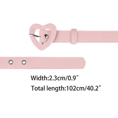 Women's Heart Shaped Belt Heart Buckle Belts Pu Leather Adjustable Ladies Waist Belts Pink No Size