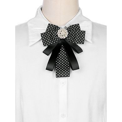 Polka Dots Bow Ties Ribbon Shirt Collar Decoration Brooch Pin