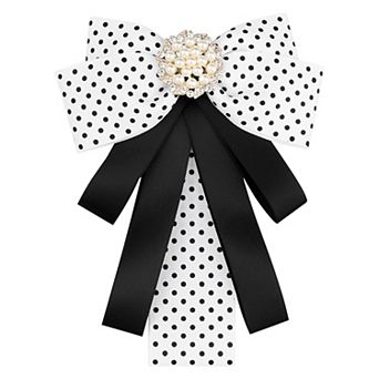 Polka Dots Bow Ties Ribbon Shirt Collar Decoration Brooch Pin