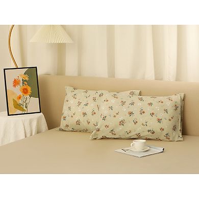 Cotton Pillowcases Vintage Floral Envelope Closure Pillow Shams Set Of 2 Queen