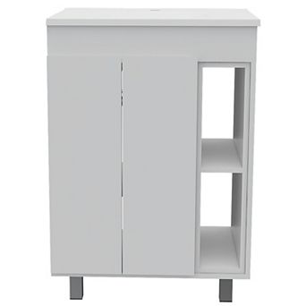 Palmer 24" Free Standing Vanity Cabinet, One Cabinet With Division, Two Small Shelves