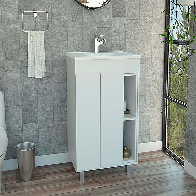 Palmer 24" Free Standing Vanity Cabinet, One Cabinet With Division, Two Small Shelves