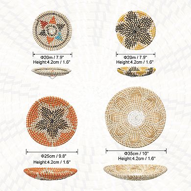 Baskets For Wall Decor, Bohemian Wall Basket Decor Set Wall Hanging Decor, 4pcs