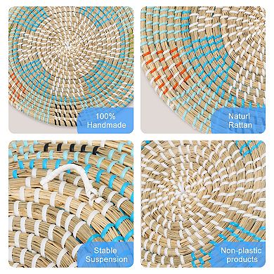 Baskets For Wall Decor, Bohemian Wall Basket Decor Set Wall Hanging Decor, 4pcs