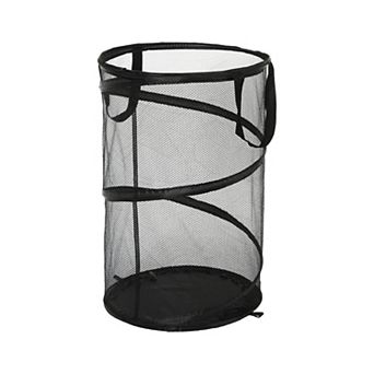 1 pc 20l Folding Laundry Basket Portable Hamper Basket For Bathroom Black 21.65"x13.39"