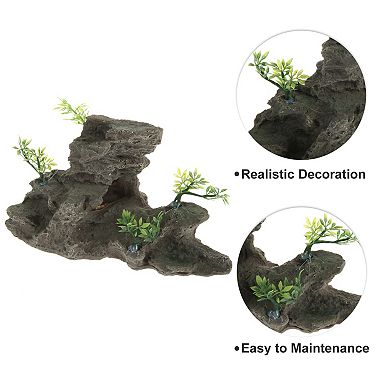 Aquarium Landscape Mountain Decoration Artificial Aquatic Terrariums Stone Gray Green 5.31"