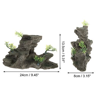Aquarium Landscape Mountain Decoration Artificial Aquatic Terrariums Stone Gray Green 5.31"