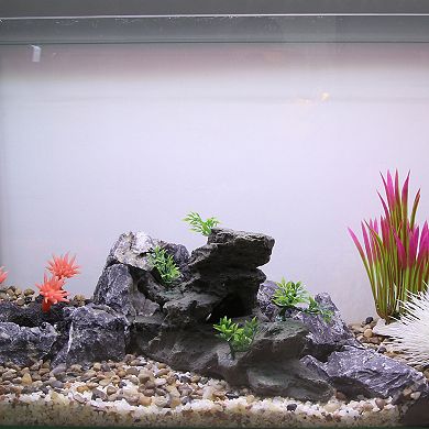 Aquarium Landscape Mountain Decoration Artificial Aquatic Terrariums Stone Gray Green 5.31"