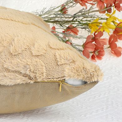 1pc Basho Leaf Pattern Cushion Covers Solid Fluffy Plush Pillowcase
