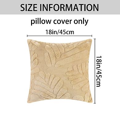 1pc Basho Leaf Pattern Cushion Covers Solid Fluffy Plush Pillowcase