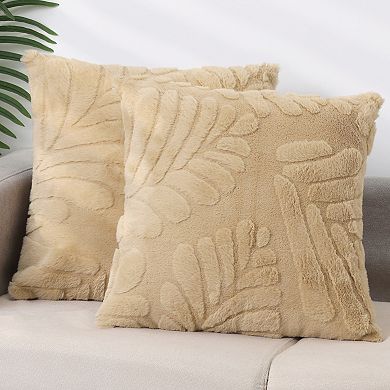 1pc Basho Leaf Pattern Cushion Covers Solid Fluffy Plush Pillowcase