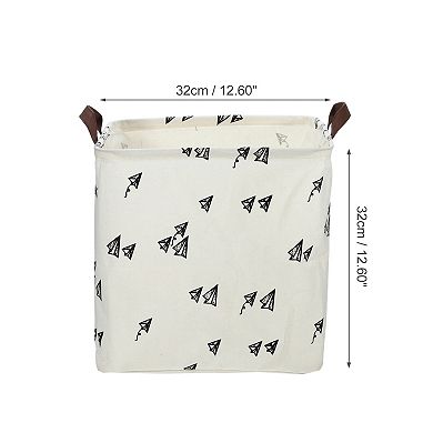 1 Pcs 30l Foldable Square Laundry Basket For Laundry Room Black White Airplane